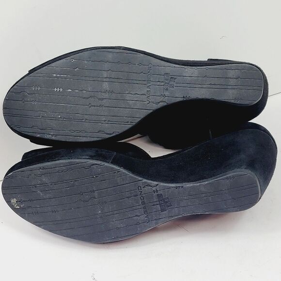 Vagabond Whimisgoth Dark Fairy Peep Toe Black Suede Girlie Ankle Wedge Size 11 - Picture 9 of 12